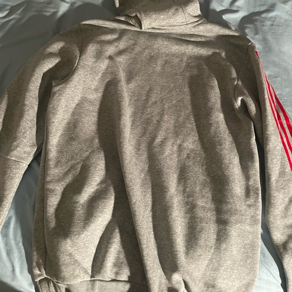 Adidas Striped Grey Pullover Hoodie - Picture 2 of 2